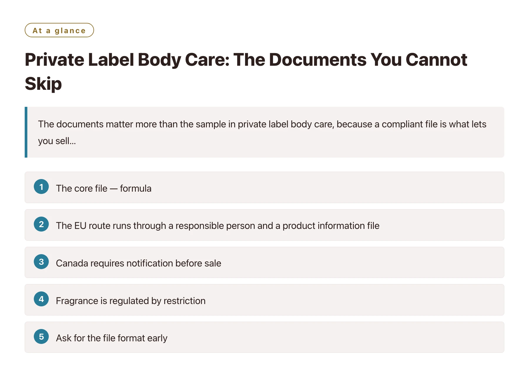 Private Label Body Care: The Documents You Cannot Skip——全文要点速览